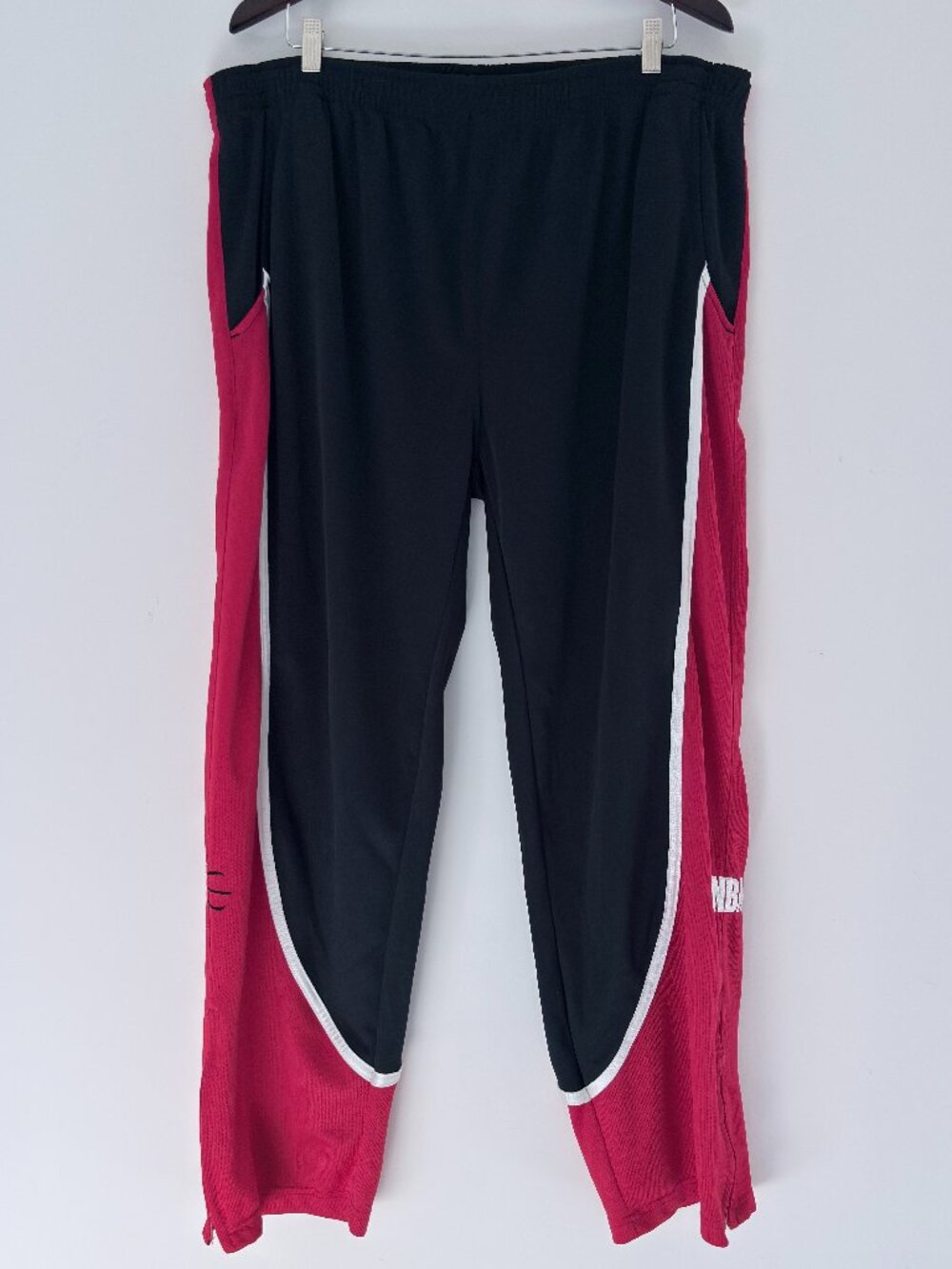 Vtg 90s Y2K NBA Elevation Track Pants XL Black Red Basketball Warm Up Zip